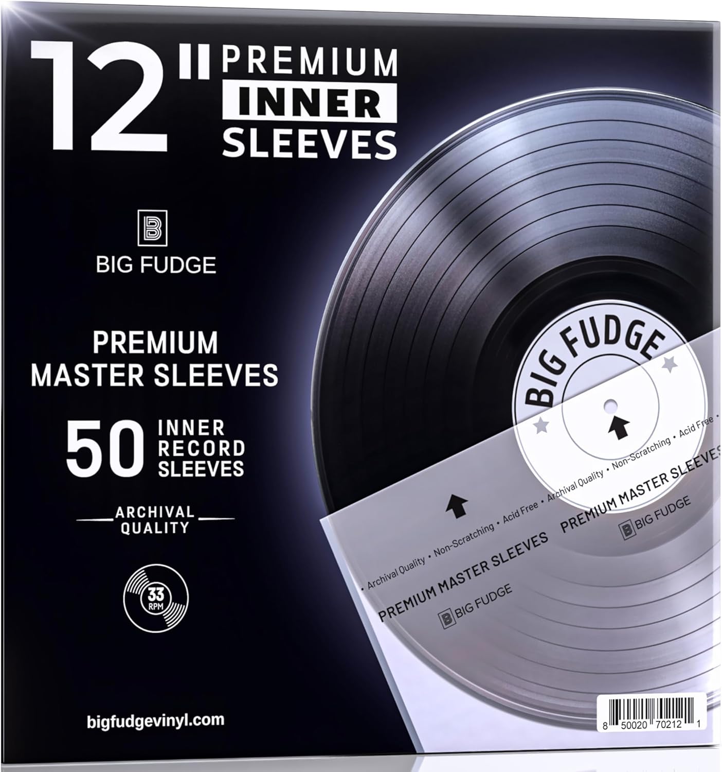 Big Fudge Premium Master Schallplatten Hüllen Innen - 12" x 50 STK. Buste Interne Vinile.
